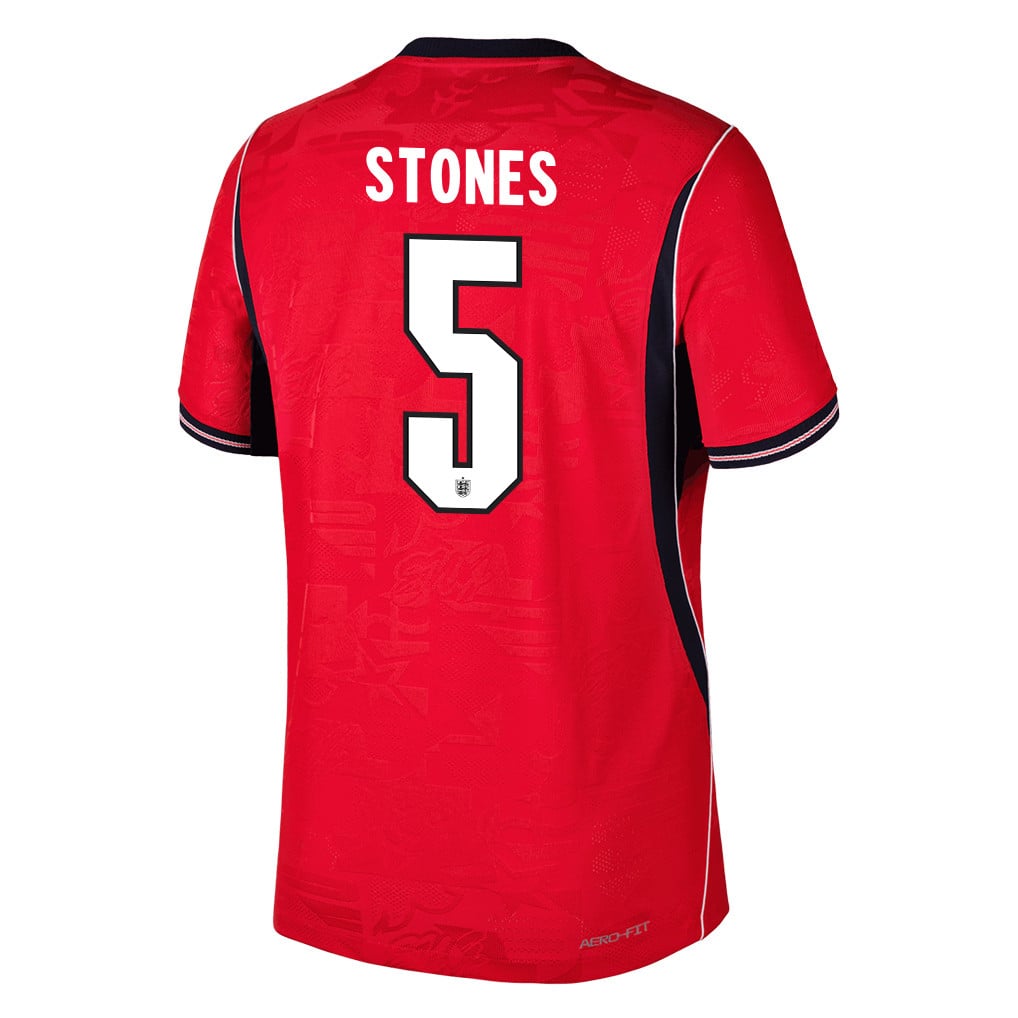 John Stones 5 England National Team 2026 Away Jersey - Red, Men