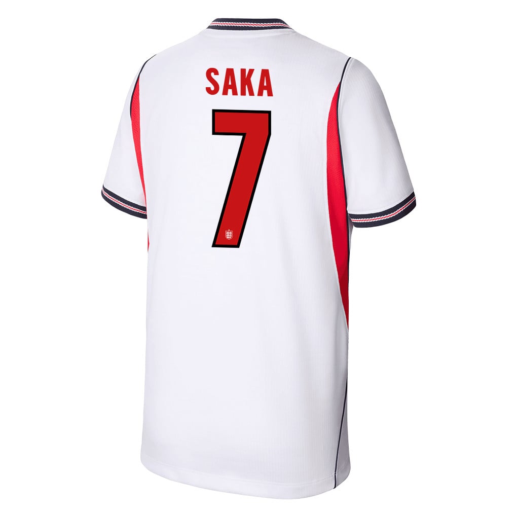 Bukayo Saka 7 Youth England National Team 2026 Home Jersey - White