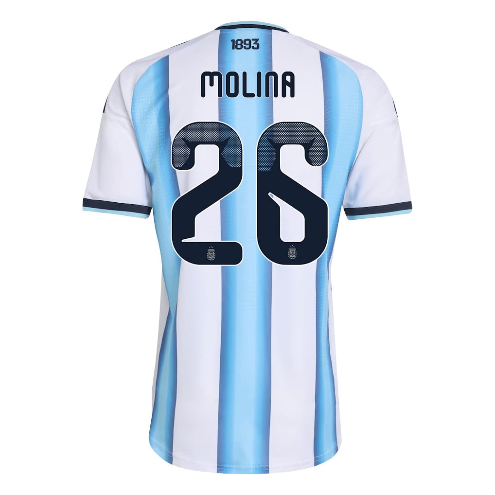 Nahuel Molina 26 Argentina National Team 2026 x World Cup Patch Home Jersey - White, Men