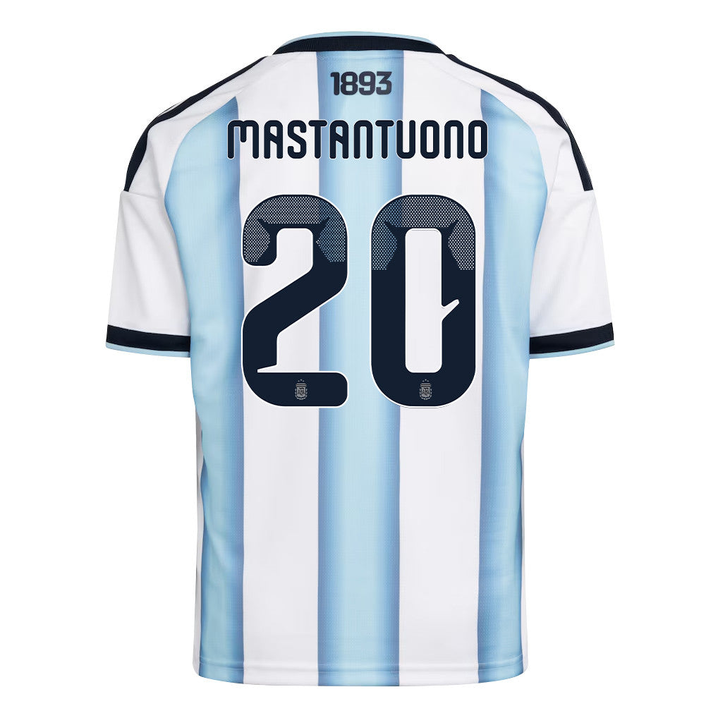 Franco Mastantuono 20 Youth Argentina National Team 2026 Home Jersey - White