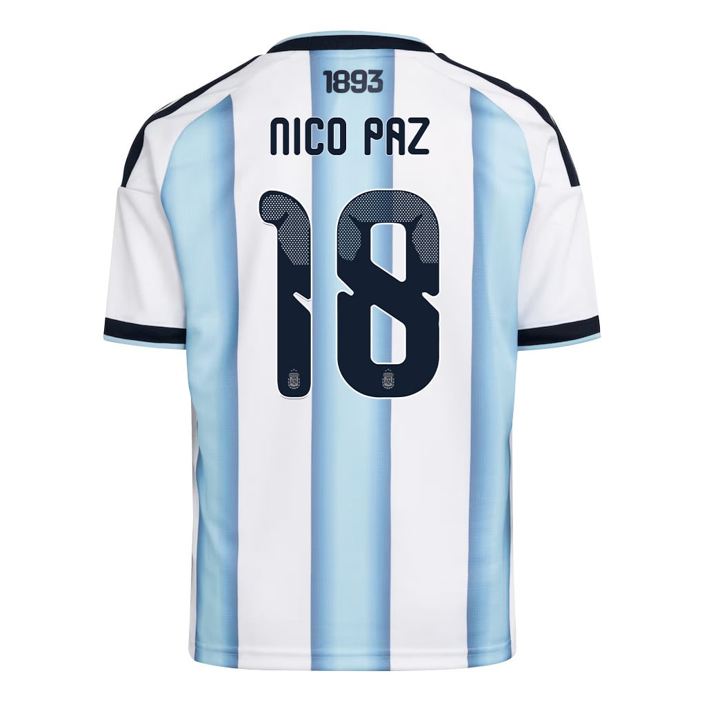 Nico Paz 18 Youth Argentina National Team 2026 Home Jersey - White