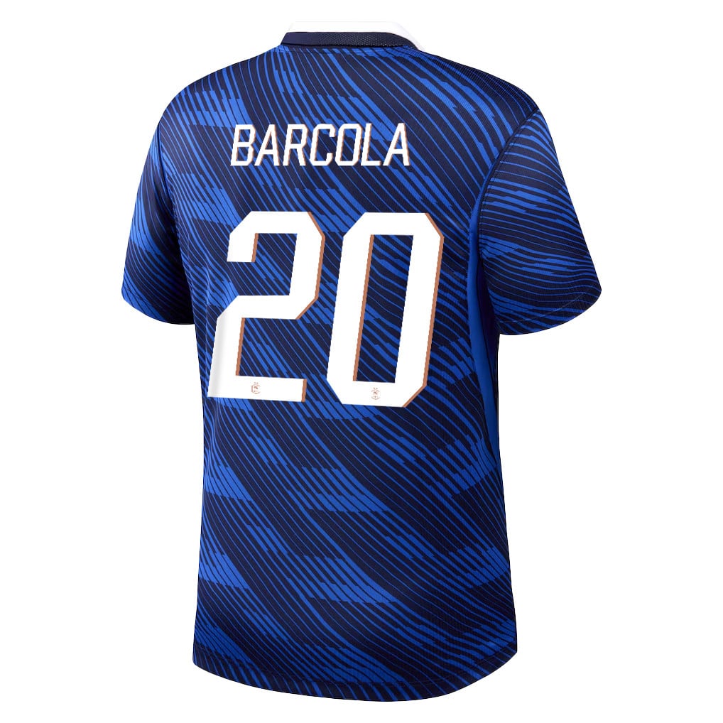 Bradley Barcola 20 France National Team 2026 x World Cup Patch Home Jersey - Blue, Men