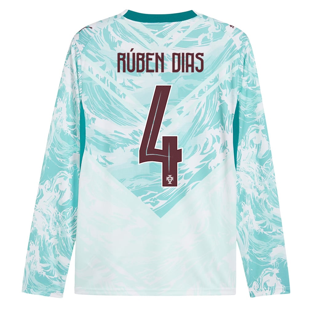 Rúben Dias 4 Portugal National Team 2026 Away Long Sleeve Jersey - White