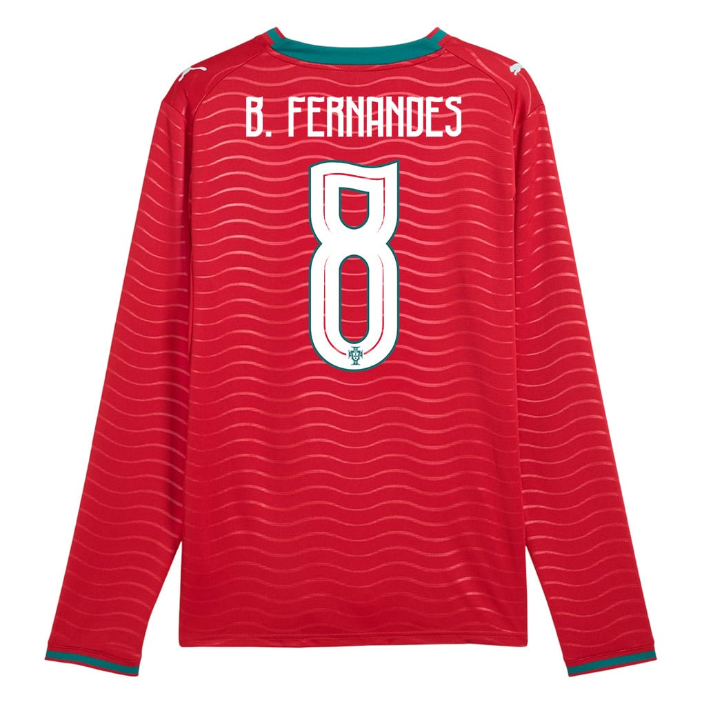 Bruno Fernandes 8 Portugal National Team 2026 Home Long Sleeve Jersey - Red