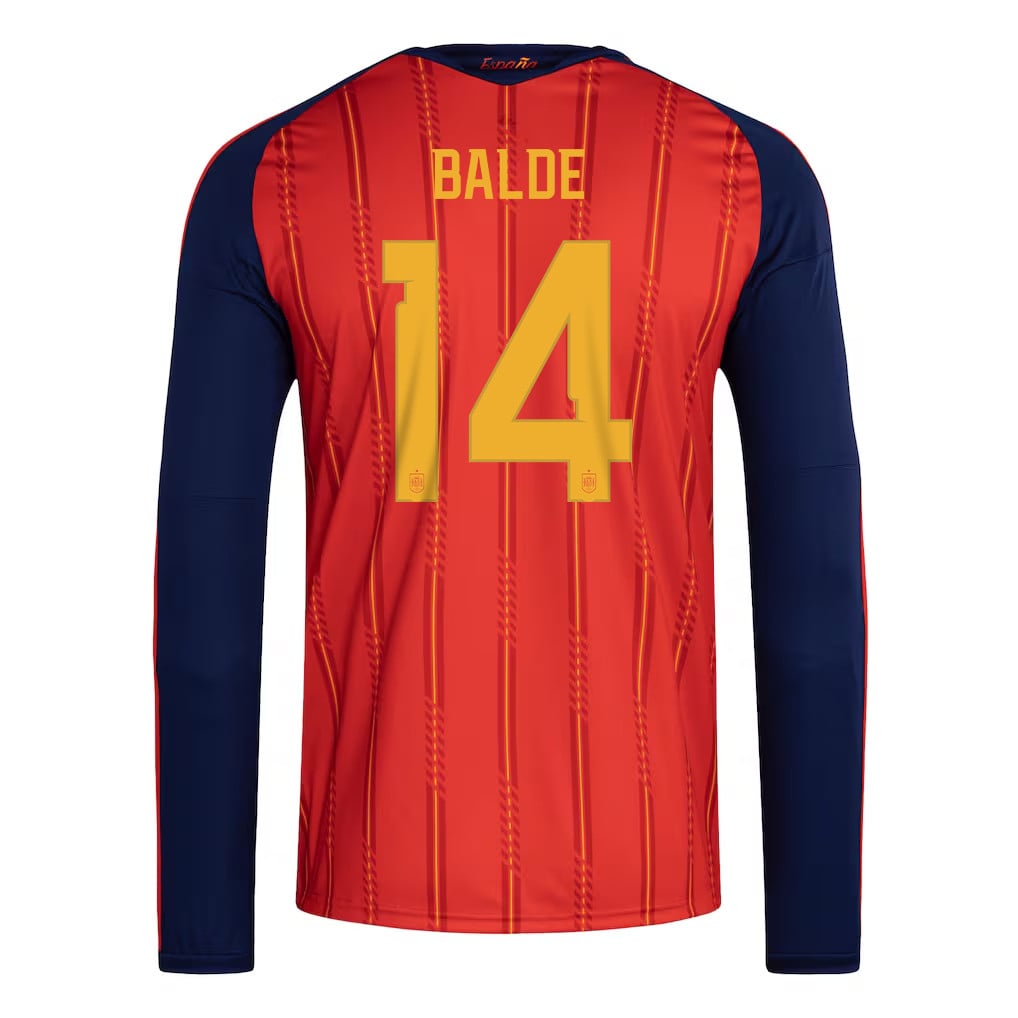 Alejandro Balde 14 Spain National Team 2026 Home Long Sleeve Jersey - Red