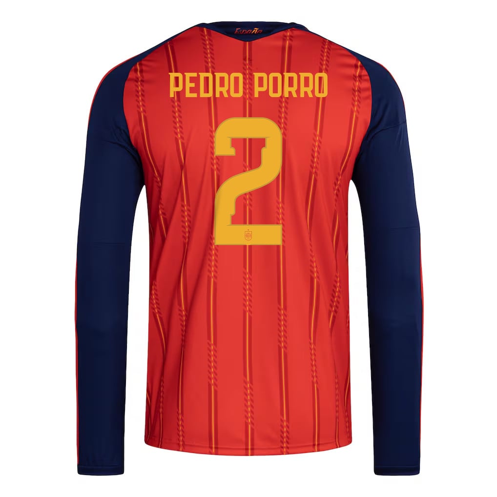 Pedro Porro 2 Spain National Team 2026 Home Long Sleeve Jersey - Red
