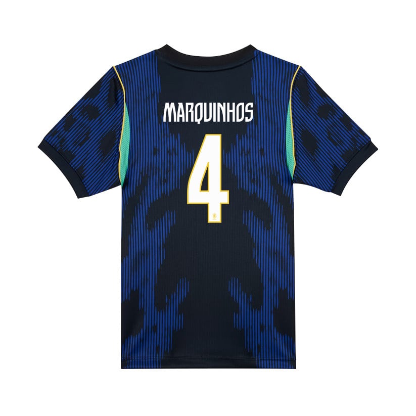 Marquinhos 4 Brazil National Team 2026 Youth Away Jersey - Blue