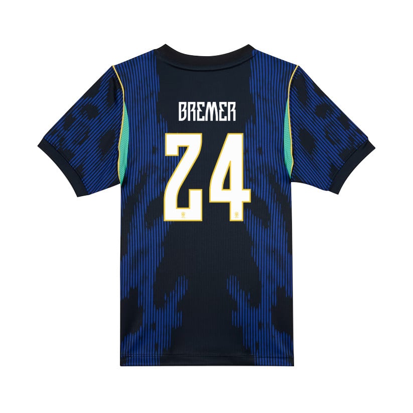 Gleison Bremer 24 Brazil National Team 2026 Youth Away Jersey - Blue