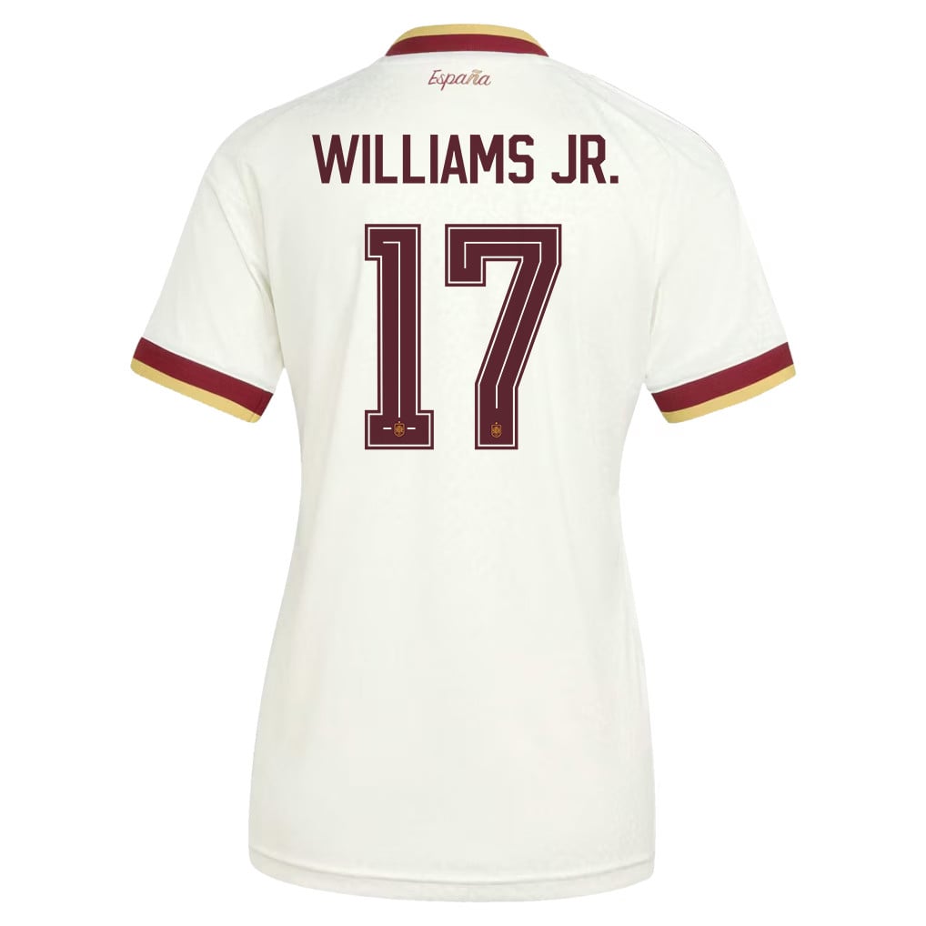 Nico Williams 17 Women's Spain National Team 2026 Away Jersey - White