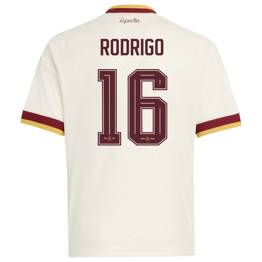 Rodri 16 Spain National Team 2026 Youth Away Jersey - White