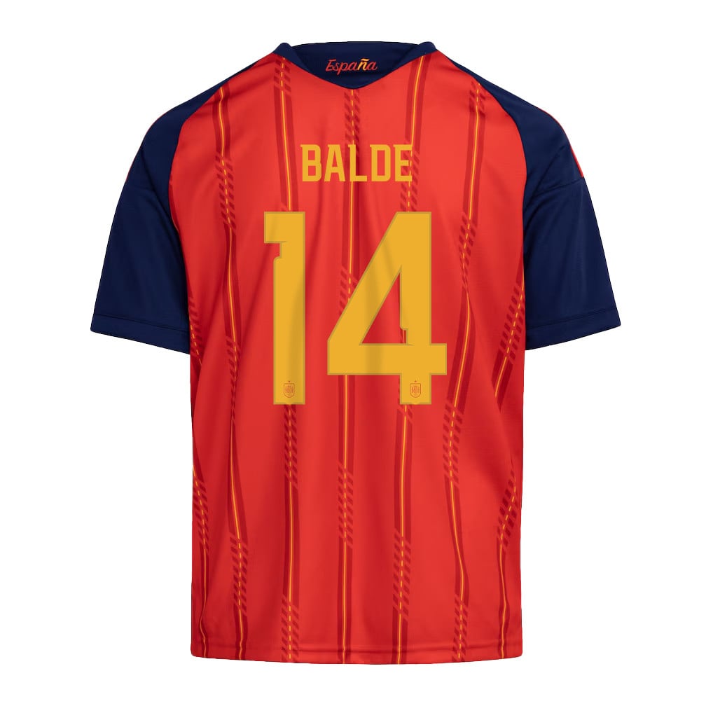 Alejandro Balde 14 Youth Spain National Team 2026 Home Jersey - Red