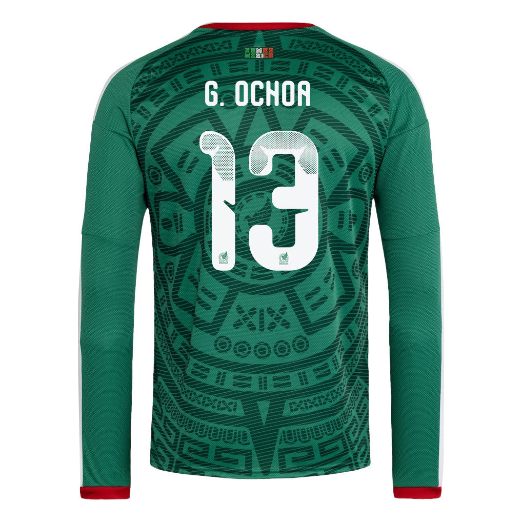Guillermo Ochoa 13 Mexico National Team 2026 Home Long Sleeve Jersey - Green