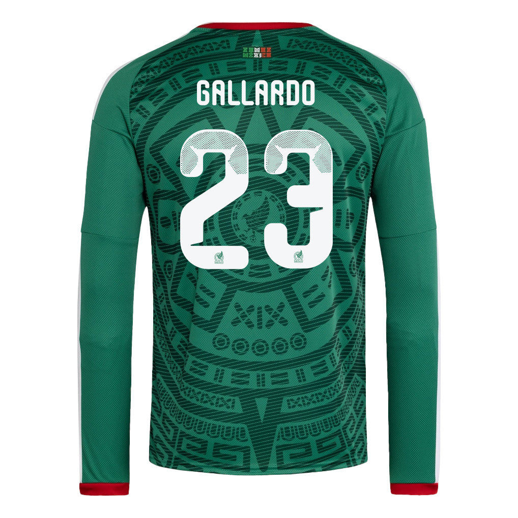 Jesús Gallardo 23 Mexico National Team 2026 Home Long Sleeve Jersey - Green