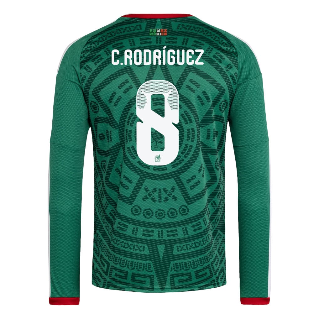 Carlos Rodríguez 8 Mexico National Team 2026 Home Long Sleeve Jersey - Green