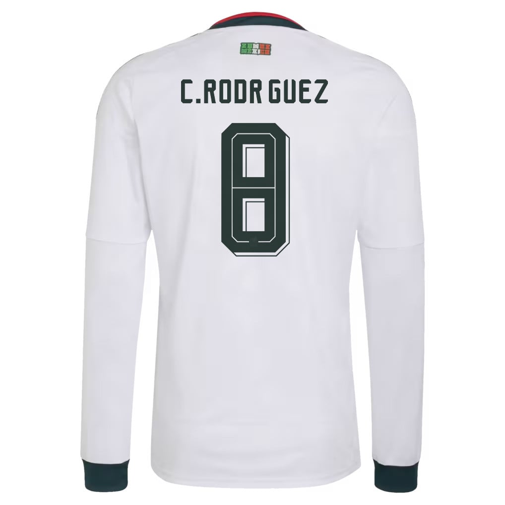 Carlos Rodríguez 8 Mexico National Team 2026 Away Long Sleeve Jersey - White