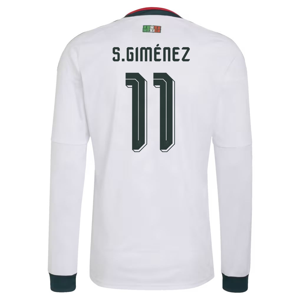 Santiago Giménez 11 Mexico National Team 2026 Away Long Sleeve Jersey - White