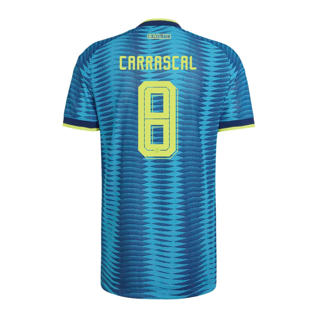 Jorge Carrascal 8 Colombia National Team 2026 Away Jersey - Turquoise, Men