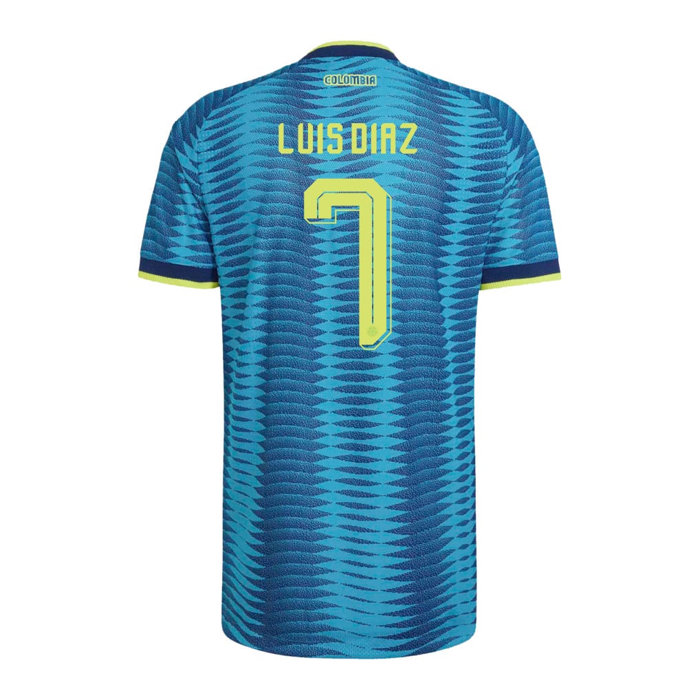 Luis Diaz 7 Colombia National Team 2026 Away Jersey - Turquoise, Men