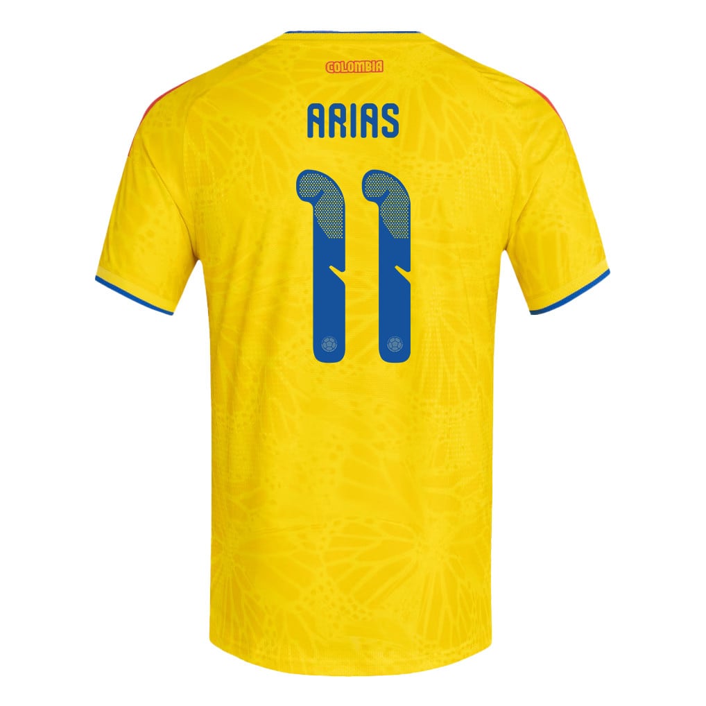 Jhon Arias 11 Colombia National Team 2026 Home Jersey - Yellow, Men