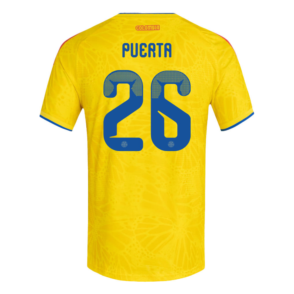 Gustavo Puerta 26 Colombia National Team 2026 x World Cup Patch Home Jersey - Yellow, Men