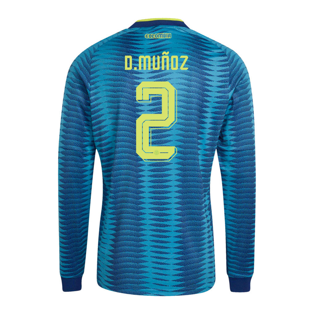 Daniel Muñoz 2 Colombia National Team 2026 Away Long Sleeve Jersey - Turquoise