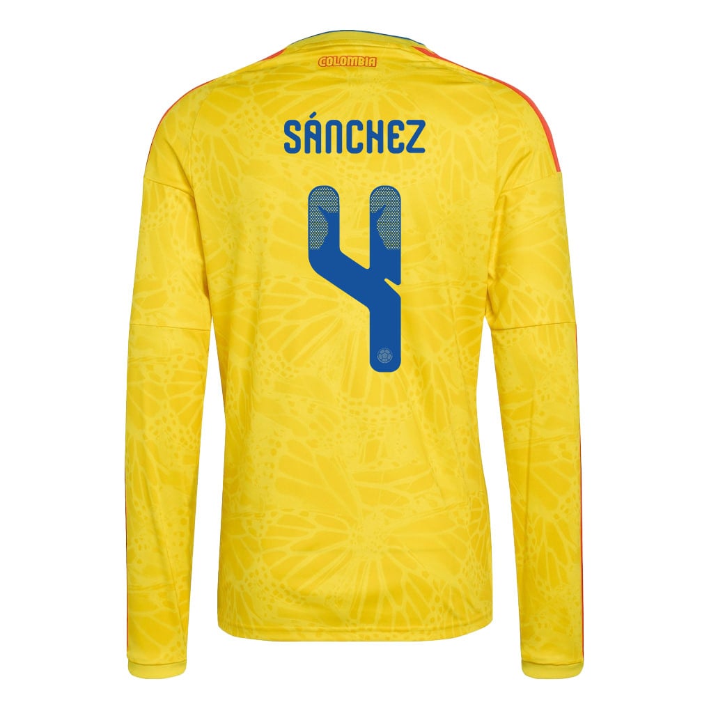 Davinson Sánchez 4 Colombia National Team 2026 Home Long Sleeve Jersey - Yellow