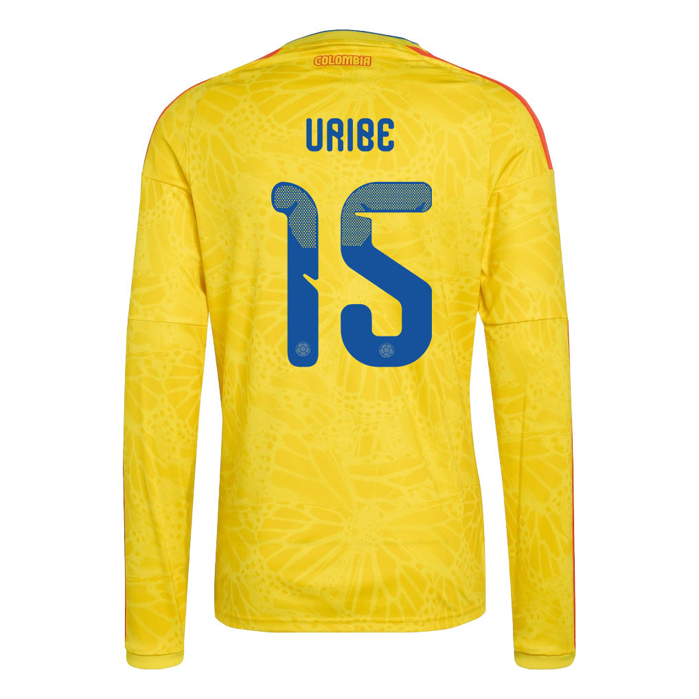 Mateus Uribe 15 Colombia National Team 2026 Home Long Sleeve Jersey - Yellow