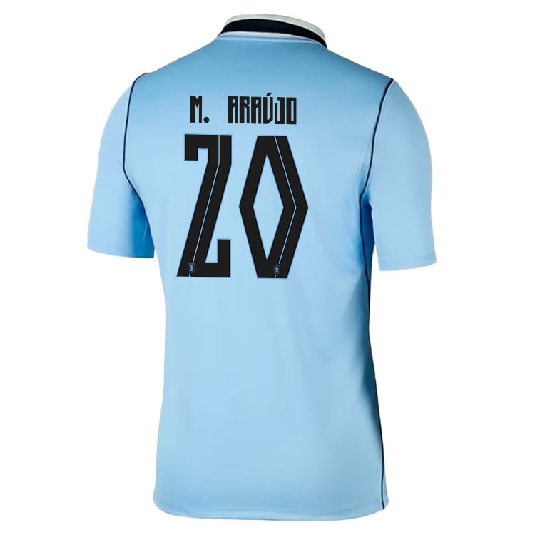 Maximiliano Araújo 20 Uruguay National Team 2026 x World Cup Patch Home Jersey - Blue, Men
