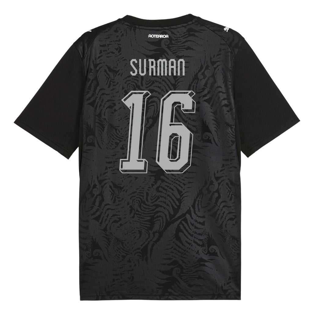 Finn Surman 16 New Zealand National Team 2026 Home Jersey - Black, Men