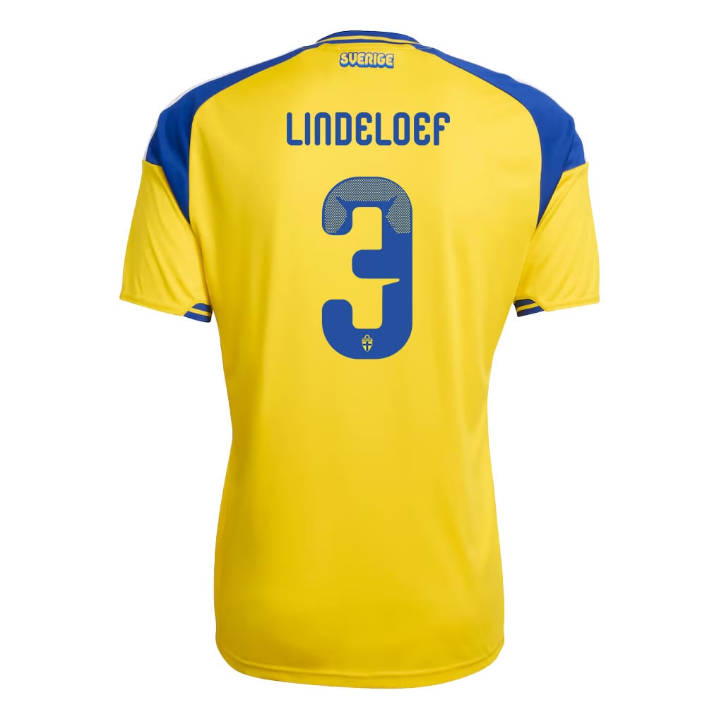 Victor Lindeloef 3 Sweden National Team 2026 Home Jersey - Yellow, Men