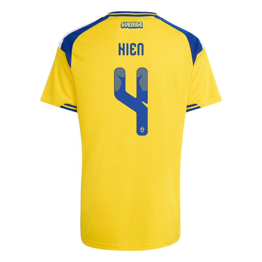 Isak Hien 4 Youth Sweden National Team 2026 Home Jersey - Yellow