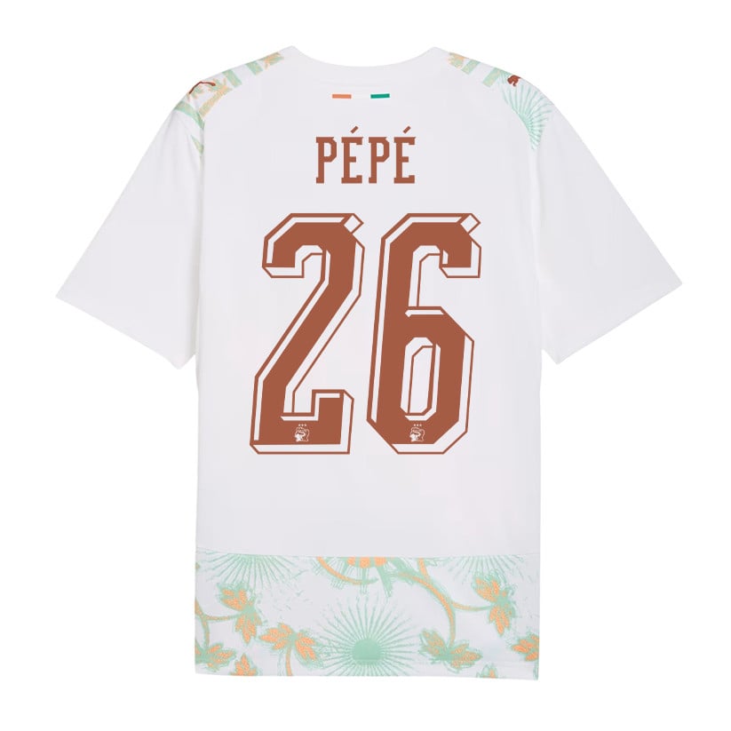 Nicolas Pépé 26 Ivory Coast National Team 2026 Away Jersey - White, Men