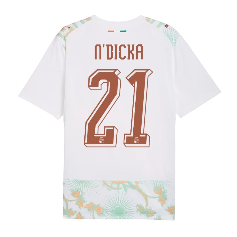 Evan N'Dicka 21 Ivory Coast National Team 2026 Away Jersey - White, Men