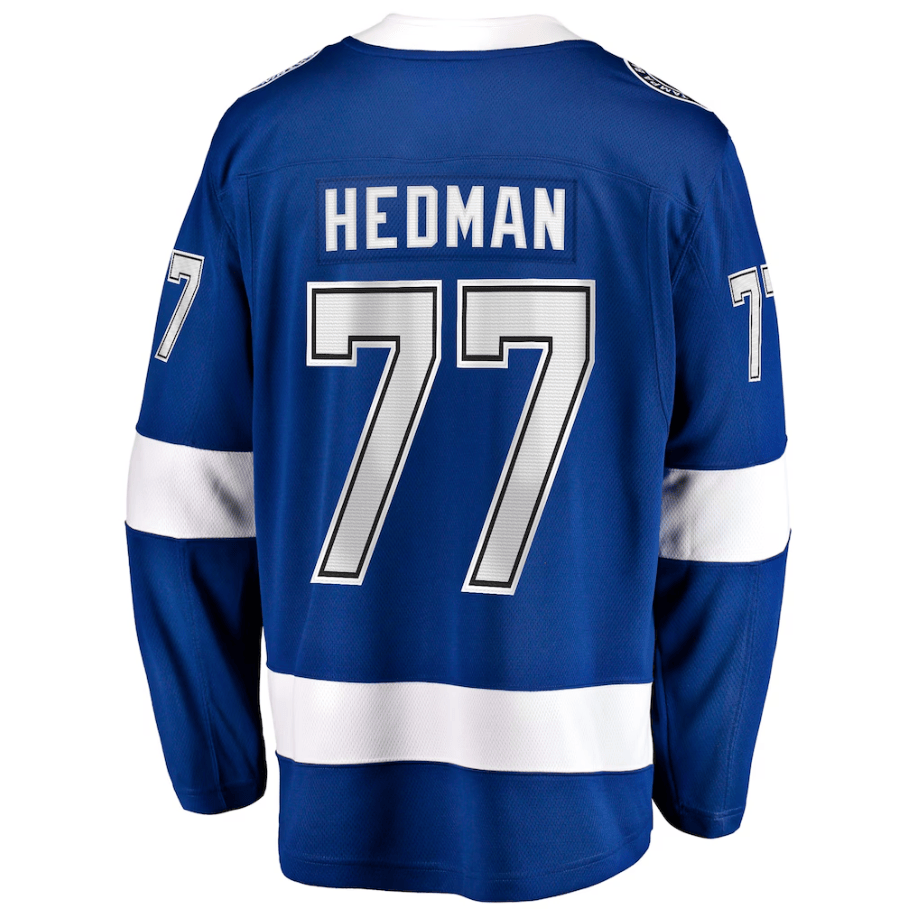 Victor Hedman 77 Tampa Bay Lightning Home Captain Patch Breakaway Jersey - Blue