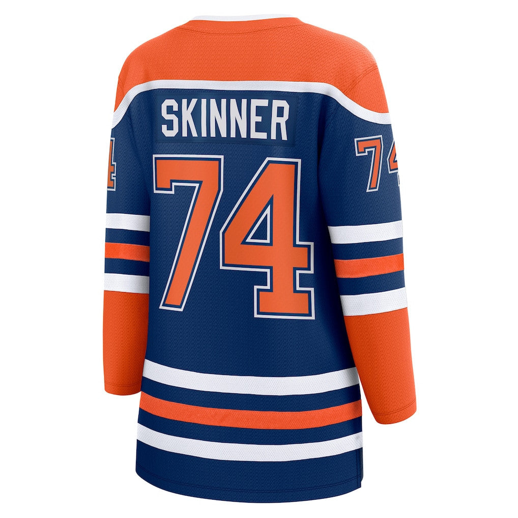 Stuart Skinner 74 Edmonton Oilers Women's Home Breakaway Jersey - Orange/Royal