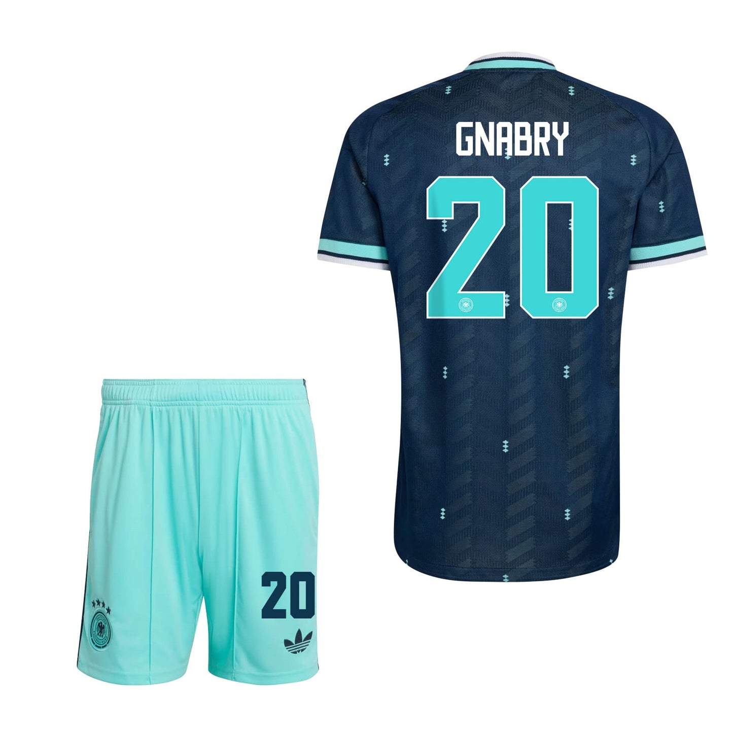 Serge Gnabry 20 Germany 2026 Away Men Jersey & Shorts Set – Navy & Aqua