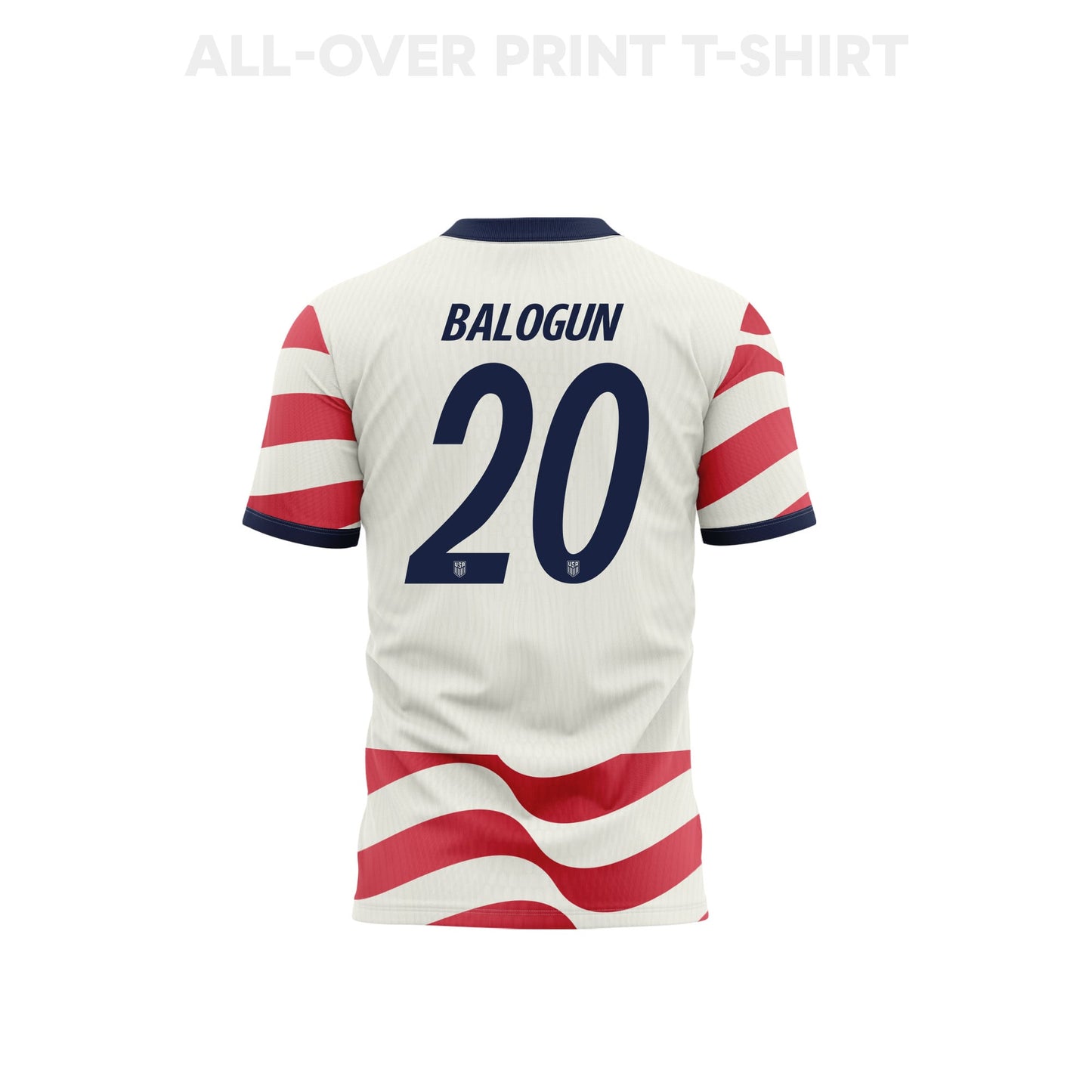 Folarin Balogun 20 Youth USMNT 2026 Home 3D T-shirt Fully Printed – White/Red