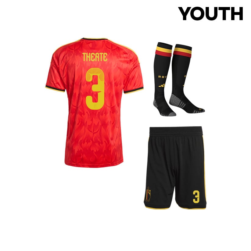 Arthur Theate 3 Belgium 2026 YOUTH Home Kit Set – Red/Black