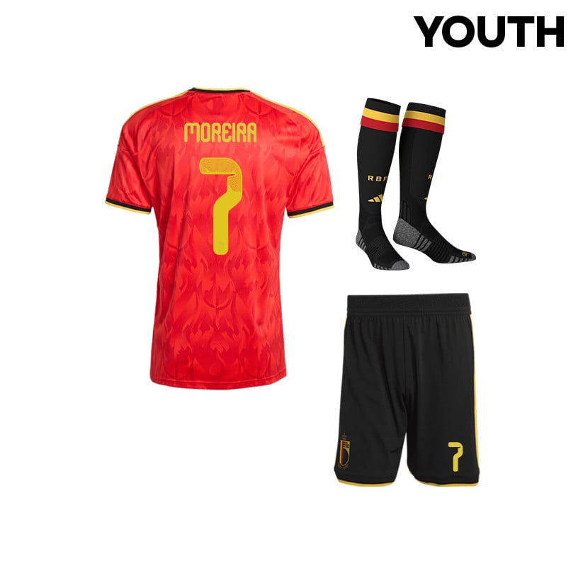 Diego Moreira 7 Belgium 2026 YOUTH Home Kit Set – Red/Black