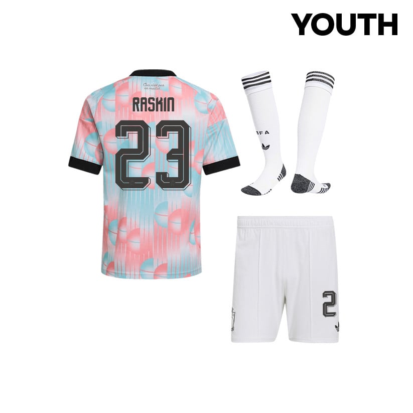 Nicolas Raskin 23 Belgium 2026 YOUTH Away Kit Set – Light Blue