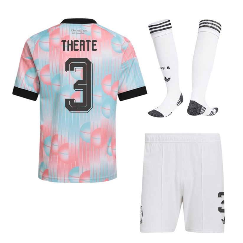 Arthur Theate 3 Belgium 2026 Away Men Kit Set – Light Blue