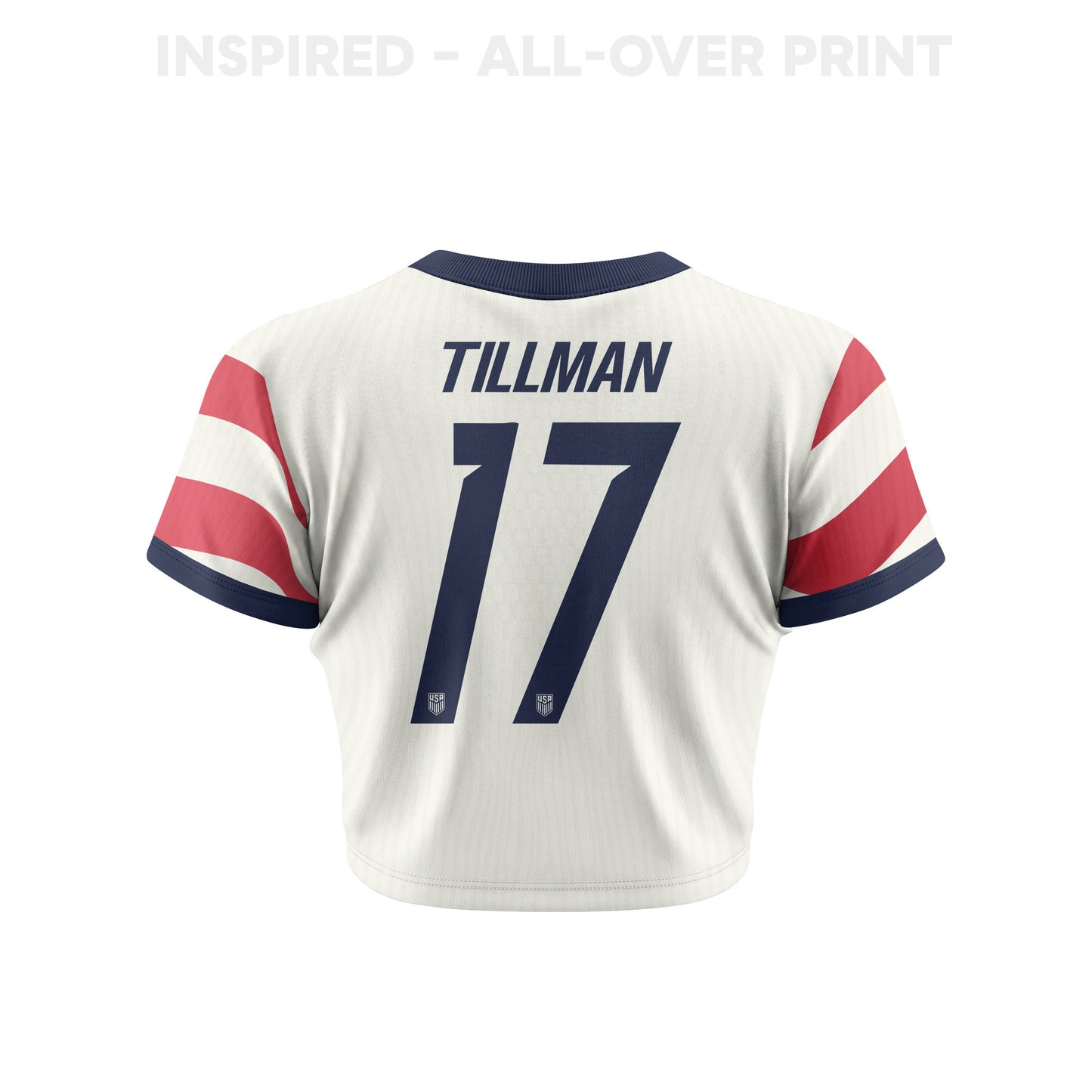 Malik Tillman 17 Women's USMNT 2026 Home All-Over Print Cropped Jersey