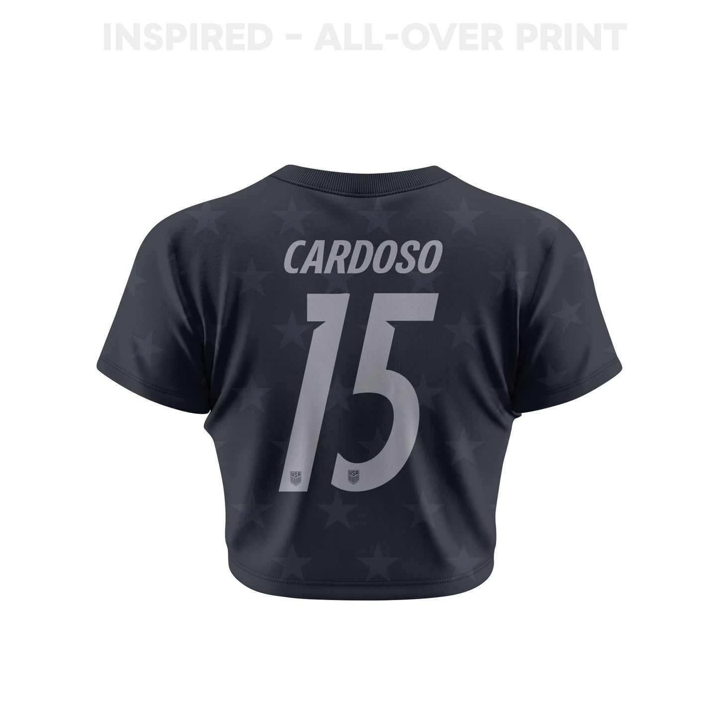 Johnny Cardoso 15 USMNT 2026 Women's Away All-Over Print Cropped Jersey - Black
