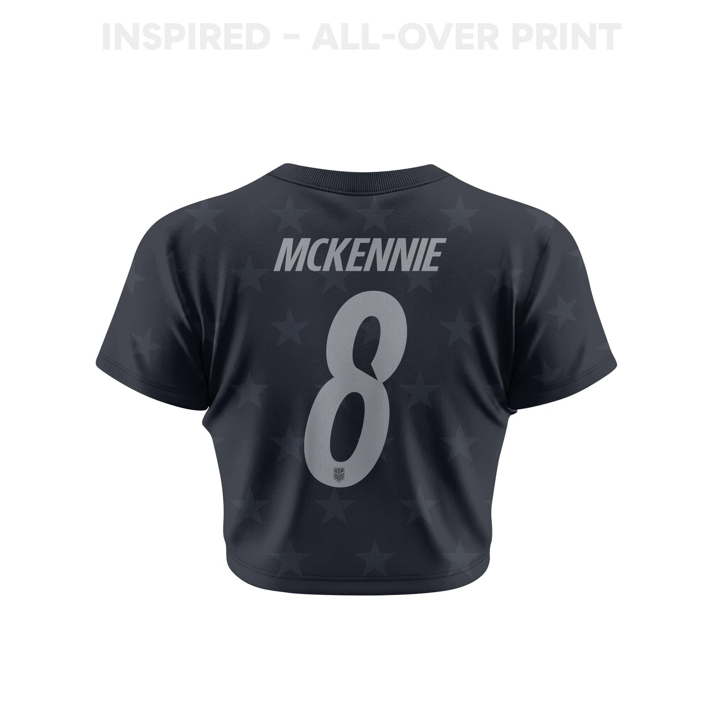 Weston McKennie 8 USMNT 2026 Women's Away All-Over Print Cropped Jersey - Black
