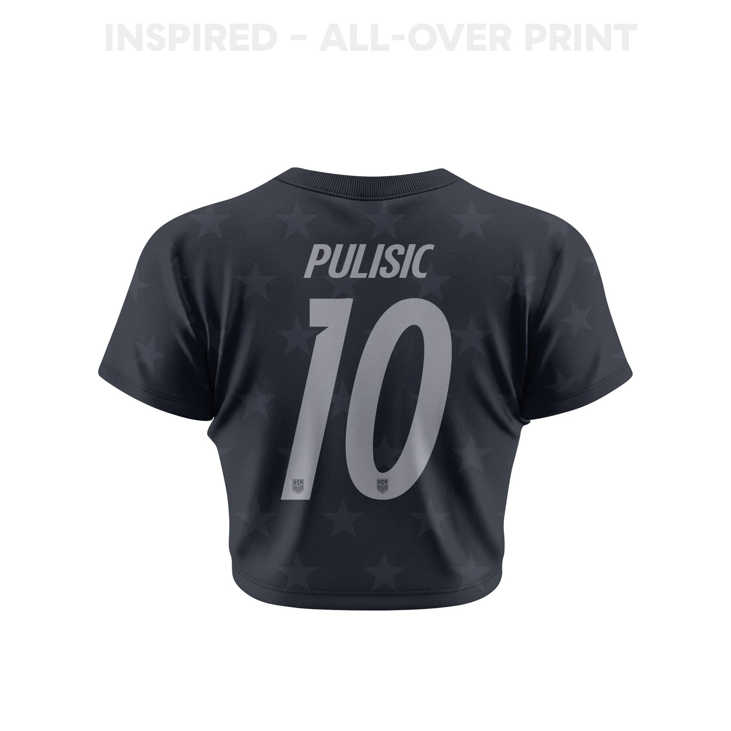 Christian Pulisic 10 USMNT 2026 Women's Away All-Over Print Cropped Jersey - Black