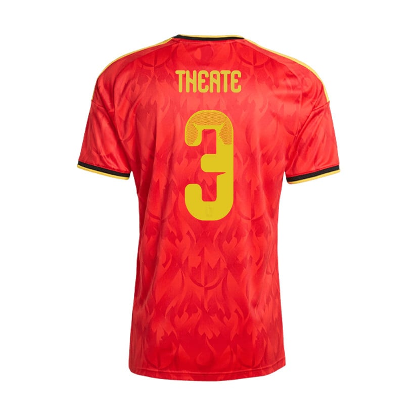Arthur Theate 3 Belgium 2026 Home Men Jersey & Shorts Set – Red/Black