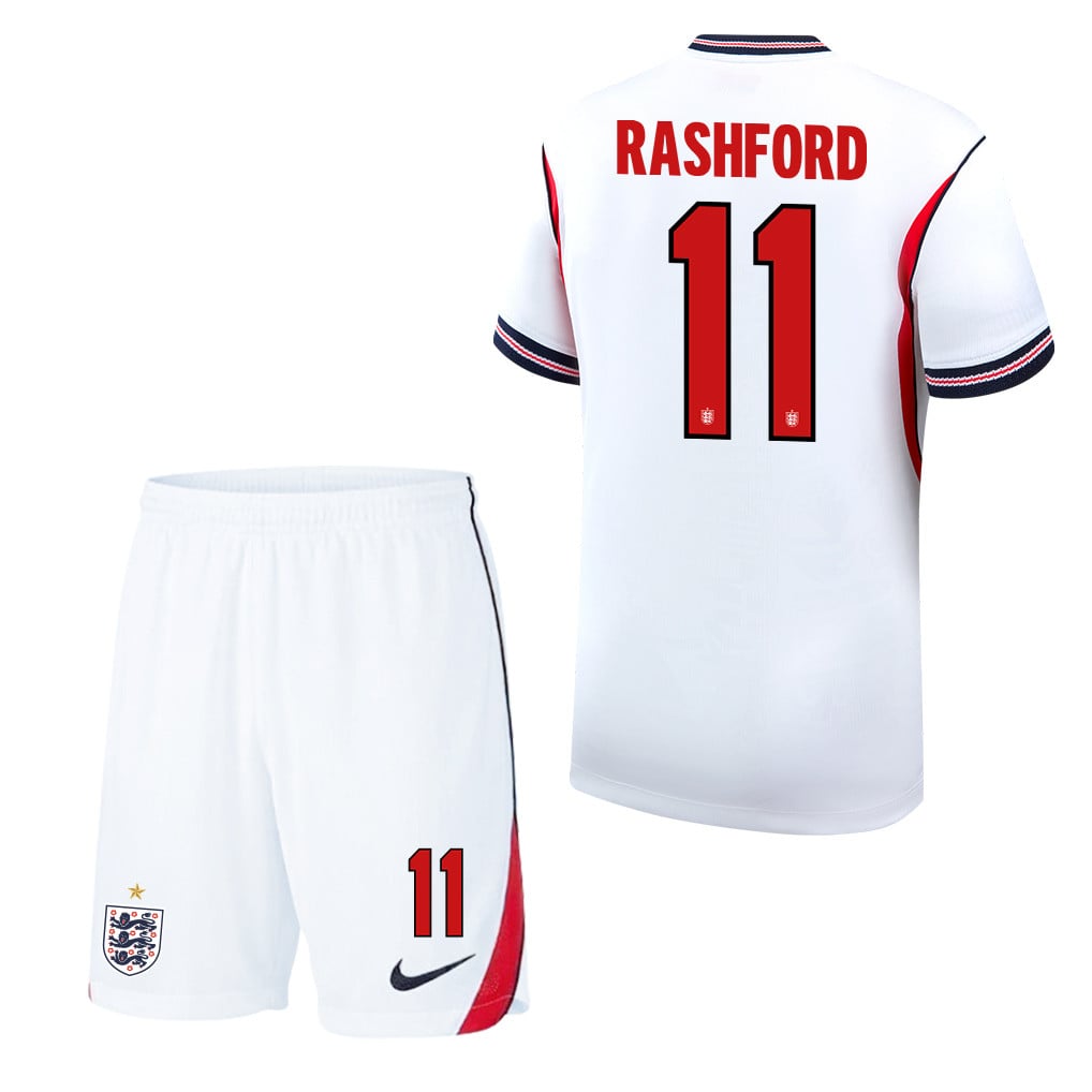 Marcus Rashford 11 England 2026 Home Men Jersey & Shorts Set – White
