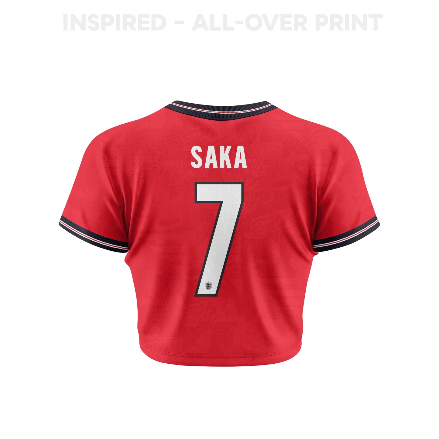 Bukayo Saka 7 England 2026 Women's Home All-Over Print Cropped Jersey - Red