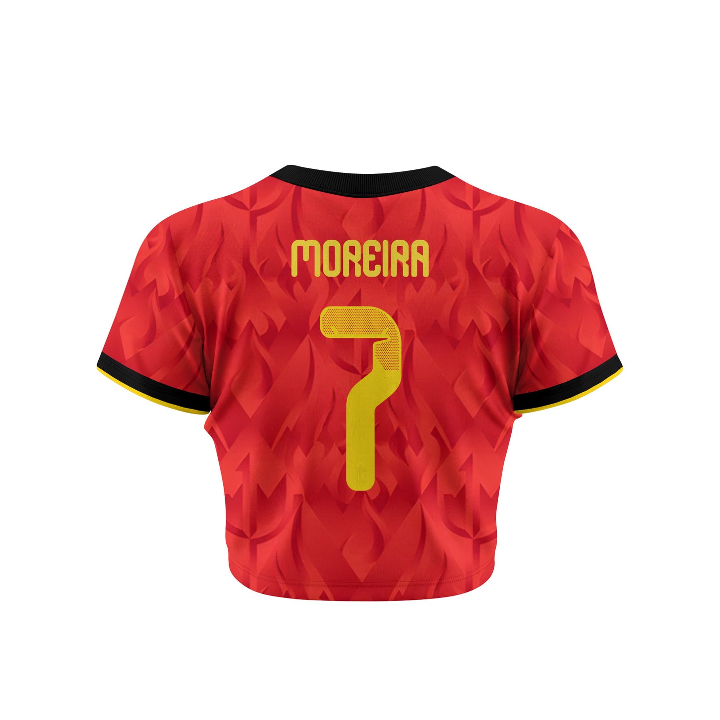 Diego Moreira 7 Belgium 2026 Women's Home All-Over Print Cropped Jersey - Red