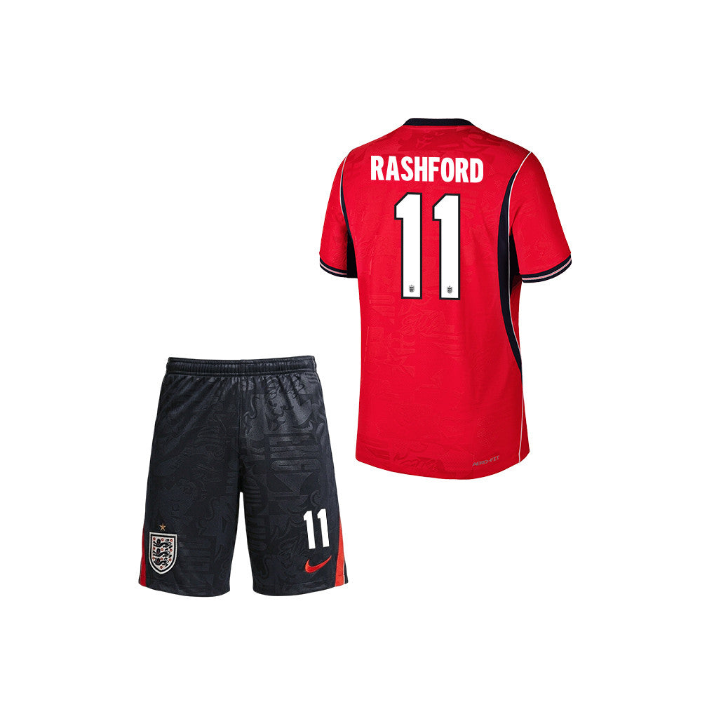 Marcus Rashford 11 England 2026 YOUTH Away Jersey & Shorts Set - Red/Black